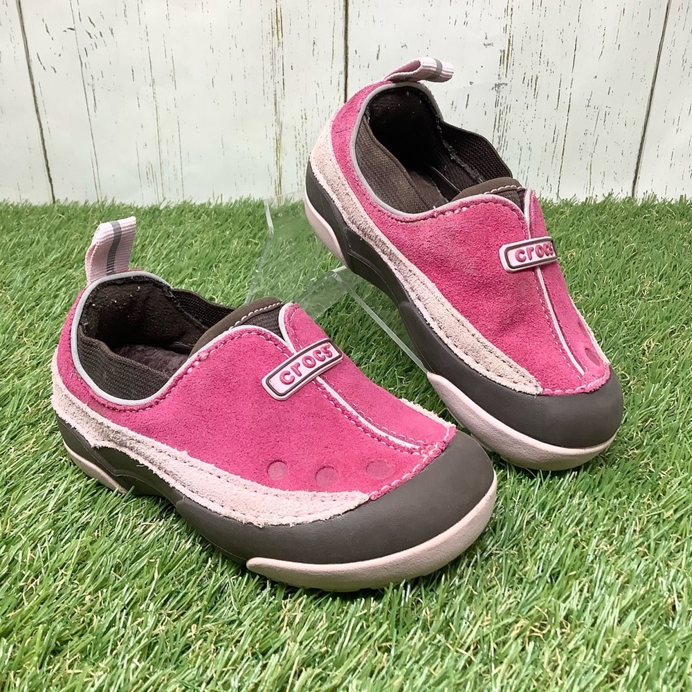 CROCS Toddler Pink/Brown girl Slippers Size.8